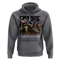 Somebody's Feral Aunt Hoodie Raccoon Drinking Iced Matcha Latte Sarcastic Animal Humor