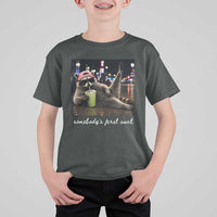 Somebody's Feral Aunt T Shirt For Kid Raccoon Drinking Iced Matcha Latte Sarcastic Animal Humor