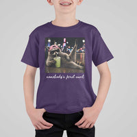 Somebody's Feral Aunt T Shirt For Kid Raccoon Drinking Iced Matcha Latte Sarcastic Animal Humor