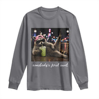Somebody's Feral Aunt Long Sleeve Shirt Raccoon Drinking Iced Matcha Latte Sarcastic Animal Humor