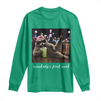 Somebody's Feral Aunt Long Sleeve Shirt Raccoon Drinking Iced Matcha Latte Sarcastic Animal Humor