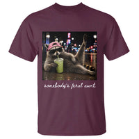 Somebody's Feral Aunt T Shirt Raccoon Drinking Iced Matcha Latte Sarcastic Animal Humor