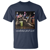 Somebody's Feral Aunt T Shirt Raccoon Drinking Iced Matcha Latte Sarcastic Animal Humor