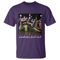 Somebody's Feral Aunt T Shirt Raccoon Drinking Iced Matcha Latte Sarcastic Animal Humor