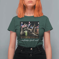 Somebody's Feral Aunt T Shirt For Women Raccoon Drinking Iced Matcha Latte Sarcastic Animal Humor