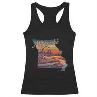 Retro Gateway Arch St Louis Missouri Map Outline Racerback Tank Top