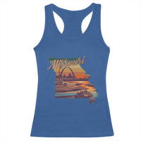 Retro Gateway Arch St Louis Missouri Map Outline Racerback Tank Top