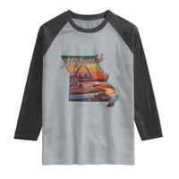 Retro Gateway Arch St Louis Missouri Map Outline Raglan Shirt