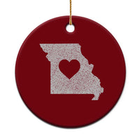 Missouri Home Distressed Missouri State Map with Heart Ceramic Ornament