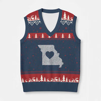 Missouri Home Distressed Missouri State Map with Heart V-Neck Knit Sweater Vest