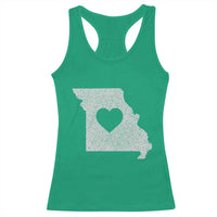 Missouri Home Distressed Missouri State Map with Heart Racerback Tank Top
