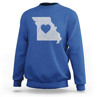 Missouri Home Distressed Missouri State Map with Heart Sweatshirt