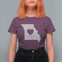 Missouri Home Distressed Missouri State Map with Heart T Shirt For Women