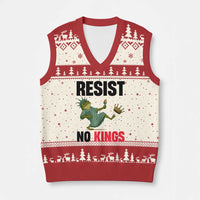 Resist Frog V-Neck Knit Sweater Vest No Kings In America Political 2025 - Wonder Print Shop