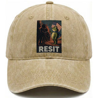 Resist Frog Washed Cotton Baseball Cap Portland Frog Activist America Political 2025