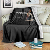Education Freedom Throw Blanket Black Teacher Books - Wonder Print Shop