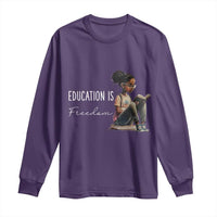 Education Freedom Long Sleeve Shirt Black Teacher Books - Wonder Print Shop