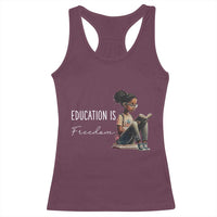 Education Freedom Racerback Tank Top Black Teacher Books - Wonder Print Shop