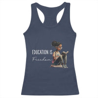 Education Freedom Racerback Tank Top Black Teacher Books - Wonder Print Shop
