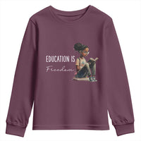 Education Freedom Youth Sweatshirt Black Teacher Books - Wonder Print Shop