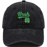 67 Bruh St Patricks Day Washed Cotton Baseball Cap Funny Six Seven Shamrock Meme