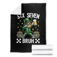 67 Bruh St Patricks Day Throw Blanket Funny Six Seven Leprechaun Bruh Meme