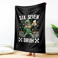 67 Bruh St Patricks Day Throw Blanket Funny Six Seven Leprechaun Bruh Meme