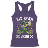 67 Bruh St Patricks Day Racerback Tank Top Funny Six Seven Leprechaun Bruh Meme