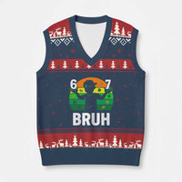 67 Bruh St Patricks Day V-Neck Knit Sweater Vest Funny Six Seven Boys Kids Meme