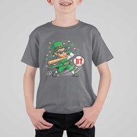 67 St Patricks Day T Shirt For Kid Funny Six Seven Leprechaun Playing Baseball Meme