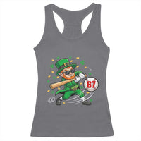 67 St Patricks Day Racerback Tank Top Funny Six Seven Leprechaun Playing Baseball Meme