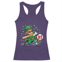 67 St Patricks Day Racerback Tank Top Funny Six Seven Leprechaun Playing Baseball Meme