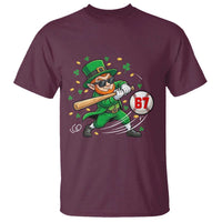 67 St Patricks Day T Shirt Funny Six Seven Leprechaun Playing Baseball Meme