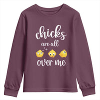 Chicks Are All Over Me Youth Sweatshirt Funny Easter Kids