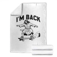 Christian Easter Throw Blanket Funny Skateboard Jesus I am Back