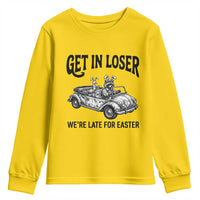 Get In Loser We're Late For Easter Youth Sweatshirt Funny Easter Raccoon Frog Goose Humor