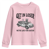 Get In Loser We're Late For Easter Youth Sweatshirt Funny Easter Raccoon Frog Goose Humor