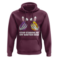 Stop Staring at My Easter Eggs Hoodie Funny Skeleton Bunny Easter