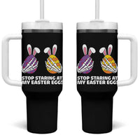 Stop Staring at My Easter Eggs Tumbler With Handle Funny Skeleton Bunny Easter