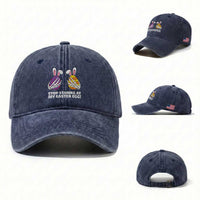Stop Staring at My Easter Eggs Washed Cotton Baseball Cap Funny Skeleton Bunny Easter