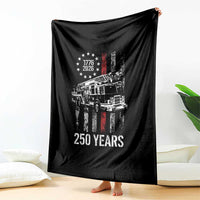 Fireman 250 Years of America Throw Blanket Fireman American Flag Thin Red Line Firefighter
