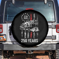 Fireman 250 Years of America Spare Tire Cover Fireman American Flag Thin Red Line Firefighter