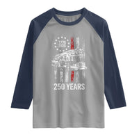 Fireman 250 Years of America Raglan Shirt Fireman American Flag Thin Red Line Firefighter