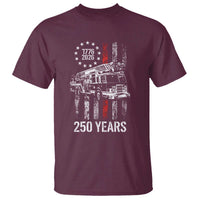 Fireman 250 Years of America T Shirt Fireman American Flag Thin Red Line Firefighter