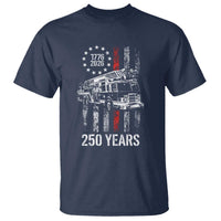 Fireman 250 Years of America T Shirt Fireman American Flag Thin Red Line Firefighter