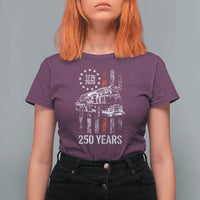 Fireman 250 Years of America T Shirt For Women Fireman American Flag Thin Red Line Firefighter