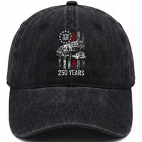 Fireman 250 Years of America Washed Cotton Baseball Cap Fireman American Flag Thin Red Line Firefighter