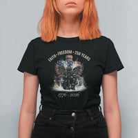 Fireman 250 Years of America T Shirt For Women Faith Freedom Firefighter American Flag Cross