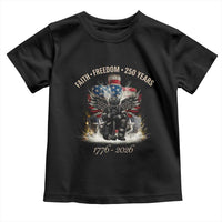 Fireman 250 Years of America Toddler T Shirt Faith Freedom Firefighter American Flag Cross