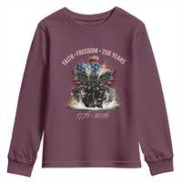 Fireman 250 Years of America Youth Sweatshirt Faith Freedom Firefighter American Flag Cross